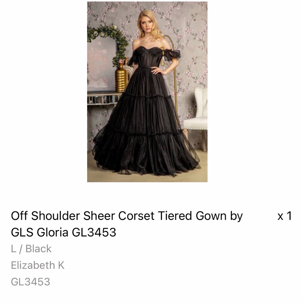 GLS Collective Black Strapless Tiered Gown